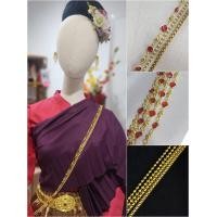ราคา เครื่องประดับชุดไทย สังวาลย์ชุดไทย สังวาลย์ออเจ้า สังวาลย์ทองเหลืองแท้ งานโบราณโดยช่างไทย พร้อมด้วยสังวาลย์สีทับทิม จัดเซต ราคาต่อชุด 3 เส้น (21033427628)