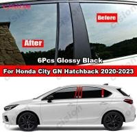 ราคา 6ชิ้นประตูสีดำมันวาว B C เสาปกหลังกรอบกระจกตกแต่งสำหรับ Honda City GN Hatchback 2020 2023รถคาร์บอนไฟเบอร์หน้าต่างคอลัมน์กลางพีซีวัสดุอุปกรณ์ตกแต่ง (19603088732)
