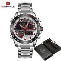 ราคา Naviforce นาฬิกาข้อมือนาฬิกาดิจิตอลของผู้ชาย LED แนวสปอร์ตสำหรับผู้ชาย นาฬิกาข้อมือควอตซ์กันน้ำเรืองแสงนาฬิกา relogio masculino (21170747868)