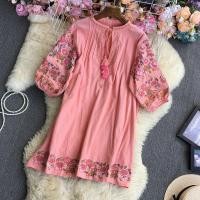 ราคา มินิเดรส เดรสปักลาย ชุดเดรสสั้นโบฮีเมียน เดรสโบฮีเมียน (15993669182)