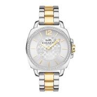 ราคา coach 14503143 Silver Dial Two Tone Gold Silver Stainless Steel Bracelet Ladies Boyfriend 34mm Watch (18089889569)