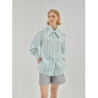 ราคา BIRUCHU SUGUS SHIRTS เสื้อเชิ้ต แขนยาว ผ้าลินิน ลายทาง สีเขียวพาสเทล (21048610272)