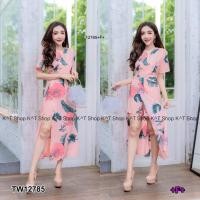 ราคา TW12785 จั้มสูทก้านแก้วลายใบไม้ (3151342168)