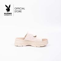 ราคา Playboy รองเท้าแตะ ลิขสิทธิ์แท้ รุ่น ST HS234C098 ดีไซน์คาดเส้นคู่ส้นแพลตฟอร์ม มี 2 สี สีขาวและสีดำ (20827015573)