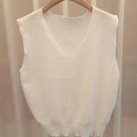 ราคา พร้อมส่ง เสื้อไหมพรมแขนกุด สีพื้นไม่มีขอบ จั้มเอว คอวี (20938403168)