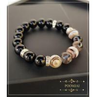 ราคา POOMJAI กำไลนิลดำและอาเกต Onyx Agate กำไลหินมงคล กำไลหินแท้ กำไลหินธรรมชาติ Lucky Stone ขนาด 10 มิล หินนำโชค หินมงคล หินแห่งการปกป้องคุ้มครอง (3605554729)