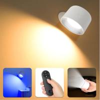 ราคา โคมไฟติดผนัง LED แบบ360ชาร์จไฟได้โคมไฟหมุนได้5ระดับความสว่าง RGB ไฟกลางคืนแบบสัมผัสและรีโมทคอนโทรลสำหรับโคมไฟที่ใช้ในครัวเรือน (21170792948)