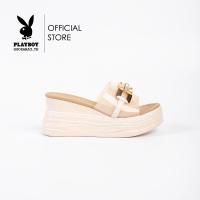 ราคา Playboy รองเท้าส้นตัน ลิขสิทธิ์แท้ รุ่น ST HS234C102 WH ดีไซน์ส้นตันคาดพลาสติกขุ่นแต่งโซ่โลโก้ ขาว (21069260746)