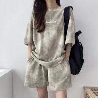 ราคา Cici D9155 ชุดเซตเสื้อยืด กางเกงขาสั้น สีลายหินอ่อนมาแรง เท่ห์สตรีทมากๆ (16059130305)