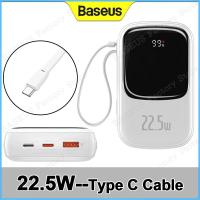 ราคา Baseus 22 5W แบตเตอรี่ภายนอก PD 20W Fast Charging Power Bank 20000MAh 5A จอแสดงผลดิจิตอล PowerBanks สายเคเบิล Type C IP ในตัว (21007704504)