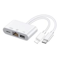 ราคา 3IN1 USB Type C Lightning To Ethernet USB OTG อะแดปเตอร์ สาย LAN 10 100Mbps สำหรับ iPhone iPad Flash Drive Google Pixel Samsung OPPO XIAOMI Huawei รับประกัน1ปี (17872631882)