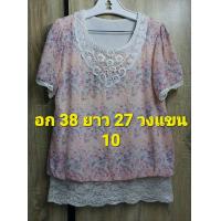 ราคา I52 เสื้อ browse คอกลมแขนสั้นพองตุ๊กตามีงานผ้าปักช่วงหน้าอกชายเสื้อเป็นผ้าลูกไม้เย็บติดจั๊มเป็นบอลลูนผ้าชีฟอง ลายดอกไม้สีชมพูงานสวยน่ารักสวมใส่สบาย (20988475538)