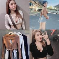 ราคา SpinnyHouse เสื้อเว้าหลัง ครอปคอวีแอบโชว์ร่องนิดๆ เว้าหลัง ผูกแกะได้จ้า ข้าวปุ้นผูกหลัง ข้าวปุ้น C603A B201B (8447232757)