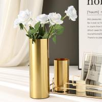 ราคา แจกันดอกไม้ แจกันสแตนเลสทรงตรง สไตล์ลัคชู MH 218 แจกันใส่ดอกไม้ สีทอง (21186810656)