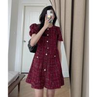 ราคา เดรสเกาหลี เดรสสั้น สีแดงเลือดหมู ผ้าดีมาก งานนำเข้า (18294094876)