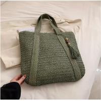 ราคา กระเป๋าสาน สายสานแต่งพู่ มี2สี มีซับใน จุของได้เยอะ มี 2 สี M202 (21314351673)