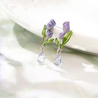 ราคา ต่างหูตุ้มหูดอกไม้นางฟ้าทิวลิปสีม่วงพู่ห้อยพลอยเทียมหรูหราต่างหูหมุดดอกทานตะวันแบบห้อยสำหรับงานแต่งงานของผู้หญิงของขวัญเครื่องประดับ (20869013285)