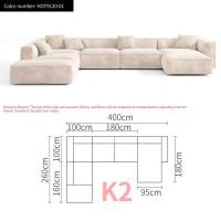 ราคา Bunise โซฟาผ้า U shape โซฟาตัวแอลใหญ่ Frosted Cloth ห้องนั่งเล่น โซฟาโมดูลาร์ 400 x 260 x 63 ซม BU05 (20032572524)