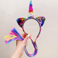 ราคา TAZ1345 คาดผมโพนี่ Wig unicorn ที่คาดผมโพนี่ คาดผมยูนิคอร์น วิกติดผม ของขวัญเด็กหวานๆกับวิกผมดีไซน์การ์ตูนเครื่องประดับผมจับคู่สไตล์เกาหลีที่คาดผมยูนิคอร์น (14730888563)