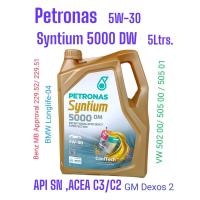 ราคา ปิโตรนาส Petronas Syntium 5000 DM 5W 30 5Ltrs API SN ACEA C3 C2 เพื่อเครื่องยนต์ยุโรป Advanced Synthetic Technology (20478301976)
