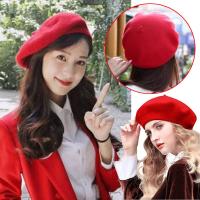 ราคา หมวกเบเร่ต์ beret ผู้ใหญ่ สต็อคไทย หมวกเบเร่ต์สีพื้นสไตล์ฝรั่งเศสฤดูใบไม้ผลิและฤดูหนาวสําหรับสตรี (130962036)