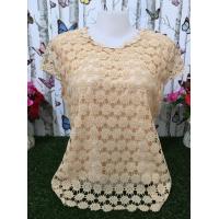 ราคา เสื้อลูกไม้แขนกุด เสื้อลูกไม้ เสื้อแขนกุด เสื้อสีสวย เสื้อใส่เที่ยว เสื้อออกงาน รุ่น4200ลายห้าดาว 4200ขาว (16079439821)