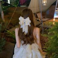 ราคา Korean Fashion Womens Large White Bow Hair Clip 2023 New Elegant hair Clamp Hair Accessories (20294490965)