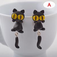 ราคา FG ต่างหูรูปสัตว์ดินเหนียวโพลีเมอร์3Dตุ้มหูรูปแมวน่ารักทำด้วยมือ (9995201512)