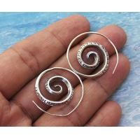ราคา Beautiful circle earrings pure silver Thai Karen hill tribe สวย ม้วนๆตำหูเงินกระเหรี่ยงทำจากมือชาวเขางานฝีมือสวยของฝากที่มีคุณค่า (15137245489)