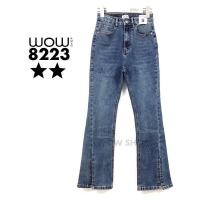 ราคา กางเกงยีนส์ทรงขาม้า ดีเทลผ่าหน้า ผ้ายีนเอวสูง ป้ายWOW (17200181532)