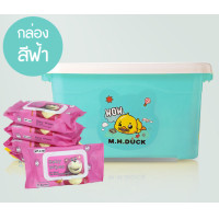 ราคา พร้อมส่ง ทิชชู่เปียก Baby Wipes พร้อมกล่องน้องเป็ด 10PCS BOX หมีล็อตโซ่ มีฝาปิด กระดาษทิชชู่เปียก (21116896778)