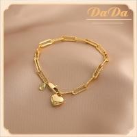 ราคา แท้ 18k สร้อยข้อมือทองอิตาลีผู้หญิงวินเทจหัวใจเครื่องประดับเรขาคณิตสําหรับแฟน (20830455759)