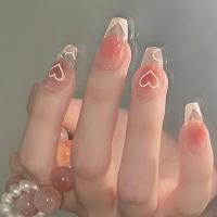 ราคา With 24 Jelly Glue 24Pcs Fake Nails French Long Fake Nails (20861332644)