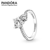 ราคา Pandora Double heart sterling silver ring with clear cubic zirconia (13674325104)