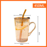 ราคา แก้วกาแฟแก้วแบบใส มีหูจับพร้อมฝาปิด แก้วน้ำ แก้วชา ไตล์เรียบง่าย (20002210275)