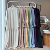 ราคา Milin dress สินค้าพร้อมส่ง เดรสยาวผ้าต่อระบายปลายแขนจั๊ม (19453764464)