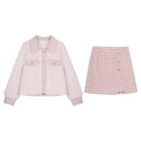 ราคา พร้อมส่ง เซตเสื้อกระโปรง น่ารักมาก เสื้อขนกระดุมมุก กระโปรงเข้าเซตลายชิโนริสีชมพูดิ้นเงิน (16873605517)