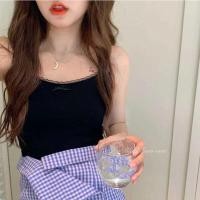 ราคา เสื้อครอปสายเดี่ยวแต่งขอบ ครอปสายเดี่ยวโบว์ สายเดี่ยวโบว์หน้าอก เสื้อครอปโบว์หน้า เสื้อสายเดี่ยวลำลอง (16858798885)