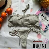 ราคา SHEIN BIKINI ชุดว่ายน้ำแฟชั่น ชุดว่ายน้ำสีเทา พร้อมส่งจากไทย GRAY SIZE S M SHGR005 (20067127712)