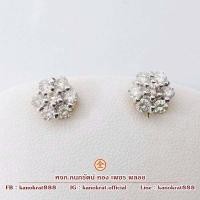 ราคา ต่างหูเพชรแท้รูปดอกไม้ เพชร 14 เม็ด 0 90 กะรัต ตัวเรือนทองคำแท้ 90 แบบแป้นเสียบ ก้านเสียบหนาแข็งแรง มีใบรับประกัน (20765917738)