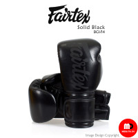 ราคา นวมชกมวย Fairtex Boxing Gloves BGV14SB SOLID BLACK Microfiber Gloves Long cuff design for sparring and training (20772129185)
