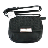 ราคา กระเป๋าสะพาย COACH แท้ หนังแท้ทั้งใบ สายหนังแท้ ปรับความยาวสายได้ รุ่นหายาก ใบเล็ก COACH 47478 KRISTIN WOVEN LEATHER CROSSBODY Black (21224499541)