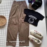 ราคา เสื้อครอป nivana กางเกงขายาวทรงลุง (20936570697)