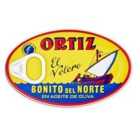 ราคา ออร์ติซ ปลาทูน่ากระป๋อง ในน้ำมันมะกอก 112 กรัม Ortiz White Tuna Bonito del Norte in Olive Oil 112g (19820600068)
