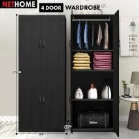 ราคา NETHOME 4 Door Wooden Wardrobe 4 ประตู ตู้เสื้อผ้าไม้ ตู้ Almari Baju ตู้อาหาร ร้านอาหารหนังสือ ตู้ครัว (21048625370)