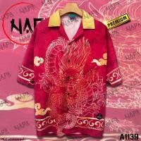 ราคา เสื้อฮาวาย มังกรลายเส้นคอเหลือง A1139 ผ้าไหมอิตาลีแท้ (21373035873)