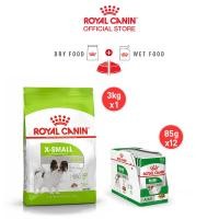 ราคา เซตคู่สุดคุ้ม Royal Canin X Small Adult 3kg ยกกล่อง 12 ซอง Royal Canin Mini Adult Pouch Gravy อาหารเม็ด อาหารเปียกสุนัขโต พันธุ์เล็ก อายุ 10 เดือนขึ้นไป ซอสเกรวี่ Dry Dog Food Wet Dog Food โรยัล คานิ 