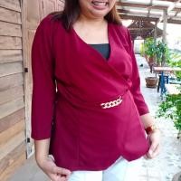 ราคา เสื้อไขว้หน้าแต่งโซ่ คอวี สาวอวบอ้วน ใส่เที่ยว ทำบุญ ออกงาน แฟชั่นไซส์ใหญ่ BIGSIZE อก 40 42 44 46 48 50 สีแดง สีกรม น้ำเงิน สีดำ (21191610321)