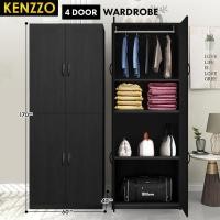 ราคา KENZZO 4 Door Wooden Wardrobe 4 ประตู ตู้เสื้อผ้าไม้ ตู้ Almari Baju ตู้อาหาร ร้านอาหารหนังสือ ตู้ครัว (21046851606)