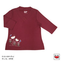 ราคา แตงโม SUIKA เสื้อยืดคอวีแขนสามส่วน กระดุมหน้าสามเม็ด E V3 009 (20969713547)